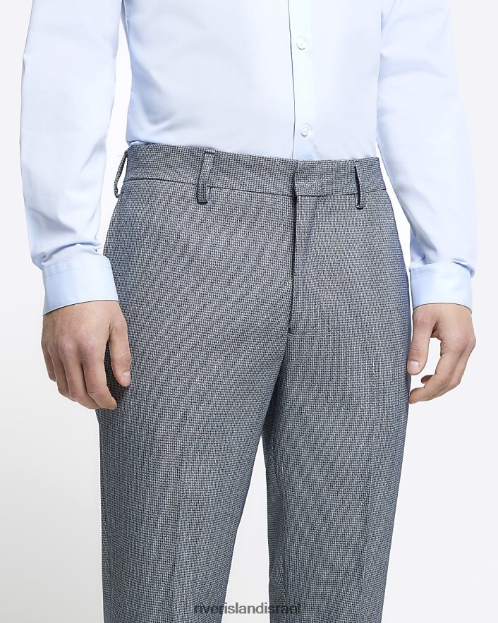 לבוש River Island מכנסיים חליפת שיניים בגזרה רזה כְּחוֹל גברים BDZ4085723