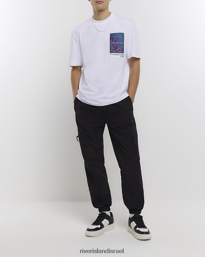 לבוש River Island חולצה גרפית בכושר רגיל לבן גברים BDZ4085725