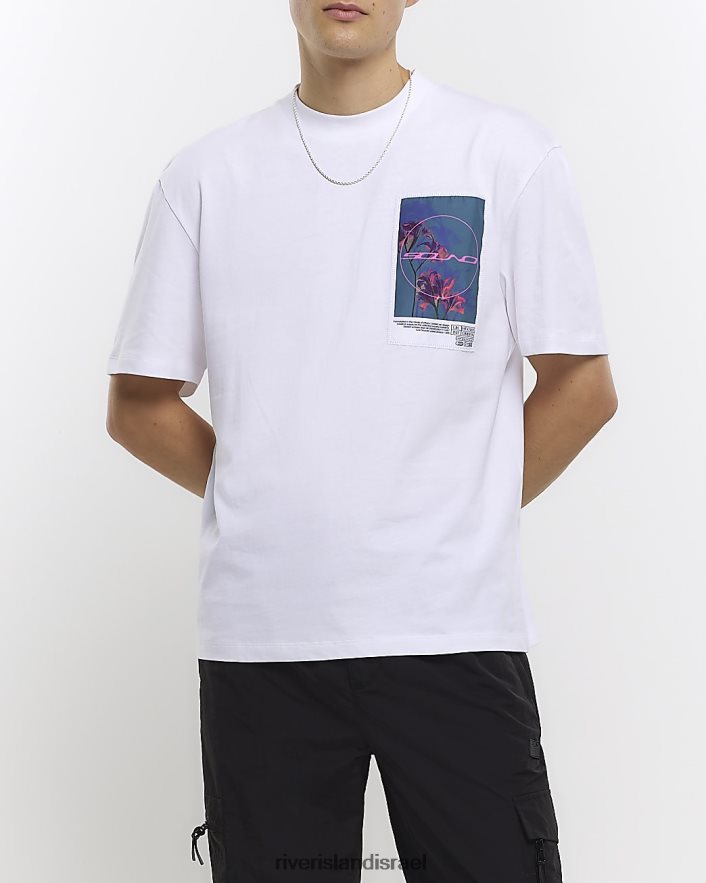 לבוש River Island חולצה גרפית בכושר רגיל לבן גברים BDZ4085725