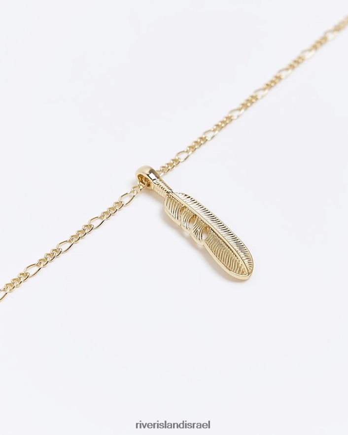 אביזרים River Island שרשרת נוצות צבעונית זהב גברים BDZ4085737