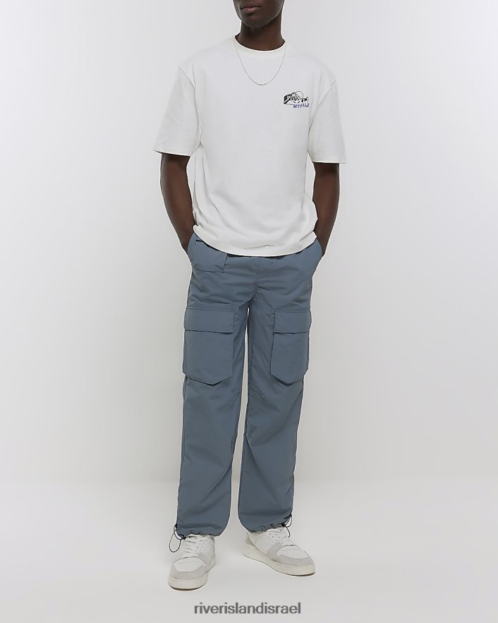 לבוש River Island חולצת טריקו גרפית יפנית בכושר רגיל לבן גברים BDZ4085756