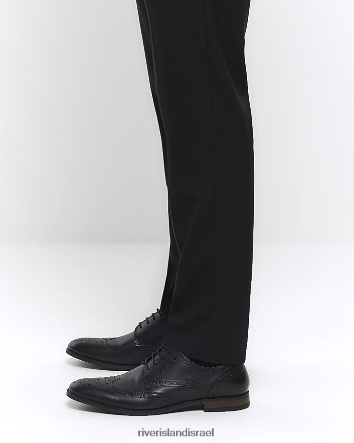 הַנעָלָה River Island נעלי דרבי שרוכים מעור שָׁחוֹר גברים BDZ4085764