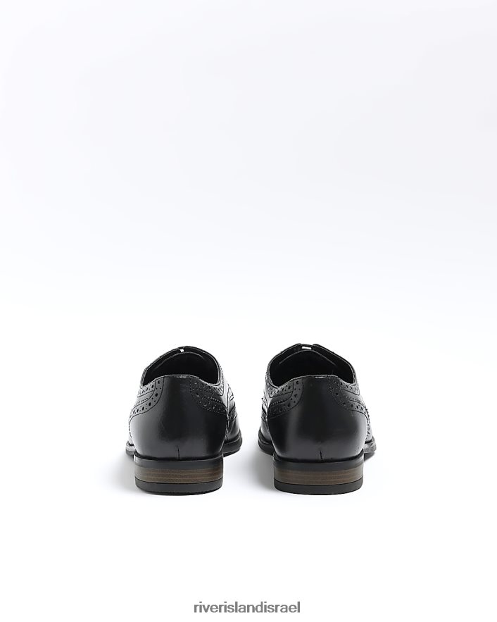 הַנעָלָה River Island נעלי דרבי שרוכים מעור שָׁחוֹר גברים BDZ4085764