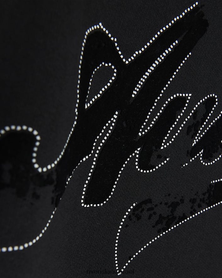 לבוש River Island סווטשירט רקום בכושר רגיל שָׁחוֹר גברים BDZ4085771