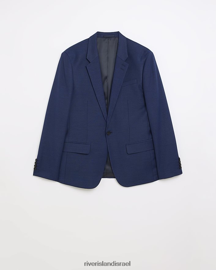 לבוש River Island ז'קט חליפה חד חזה בגזרה דקיקה כְּחוֹל גברים BDZ4085774