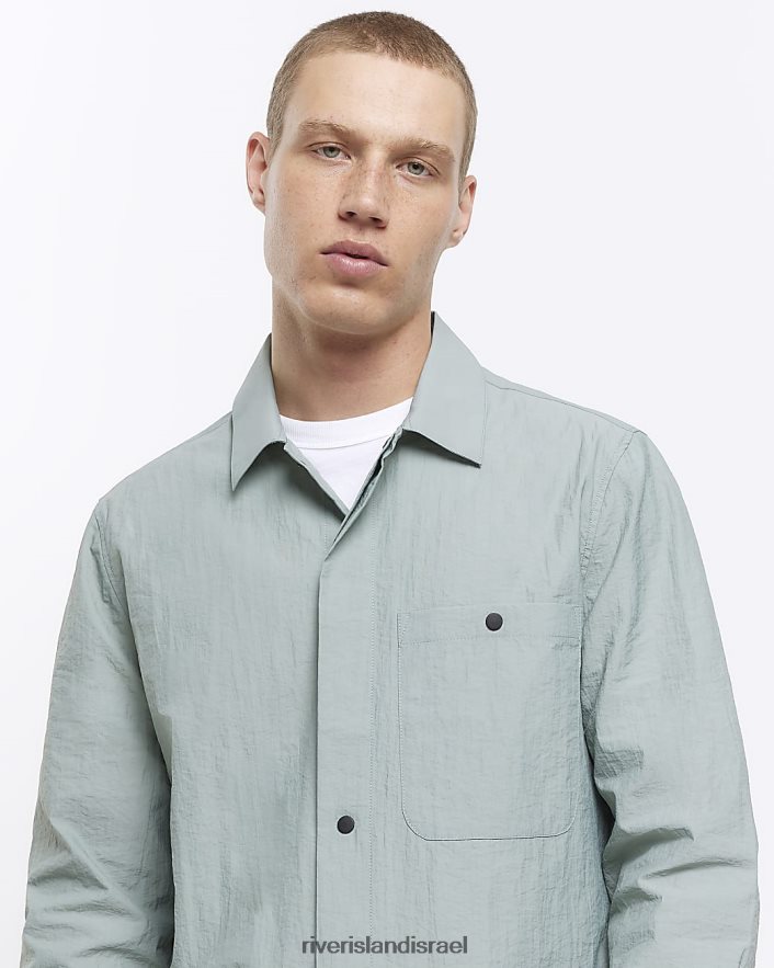 לבוש River Island חולצת שימוש בכושר רגיל ירוק מרווה גברים BDZ4085776
