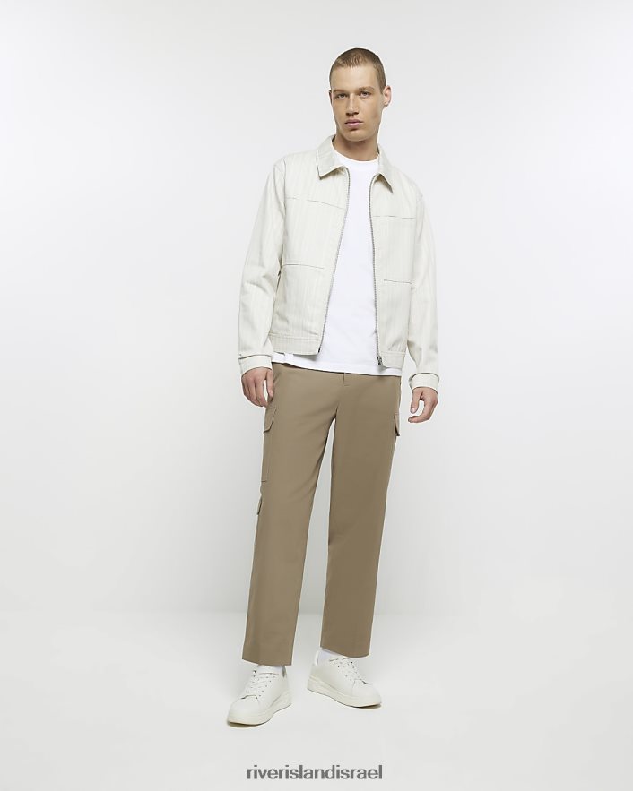 לבוש River Island ז'קט הרינגטון בגזרה רגילה קרם גברים BDZ4085778