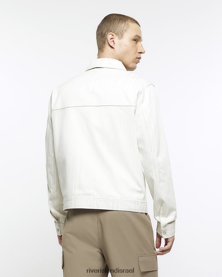 לבוש River Island ז'קט הרינגטון בגזרה רגילה קרם גברים BDZ4085778