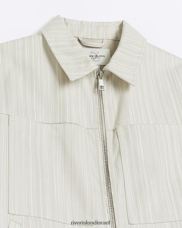 לבוש River Island ז'קט הרינגטון בגזרה רגילה קרם גברים BDZ4085778