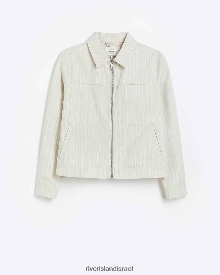 לבוש River Island ז'קט הרינגטון בגזרה רגילה קרם גברים BDZ4085778