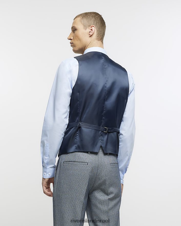 לבוש River Island חזיית שיניים בגזרה רזה כְּחוֹל גברים BDZ4085782