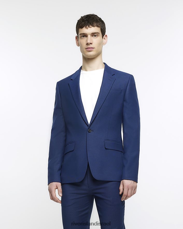 לבוש River Island ז'קט חליפת סקיני בכושר כְּחוֹל גברים BDZ4085789