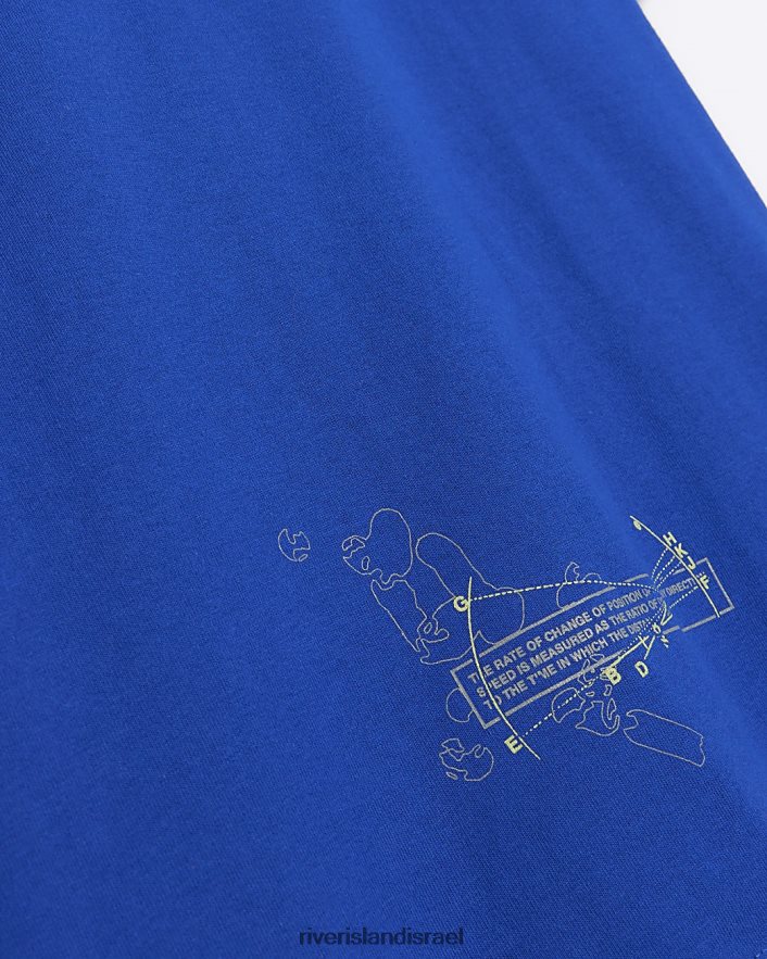 לבוש River Island חולצת טריקו עם הדפס גרפי בהתאמה רגילה כְּחוֹל גברים BDZ4085791