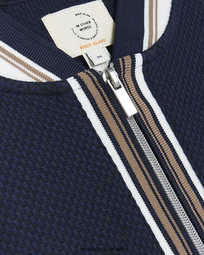 לבוש River Island חולצת פולו מודבקת בגזרה דקיקה חיל הים גברים BDZ4085798