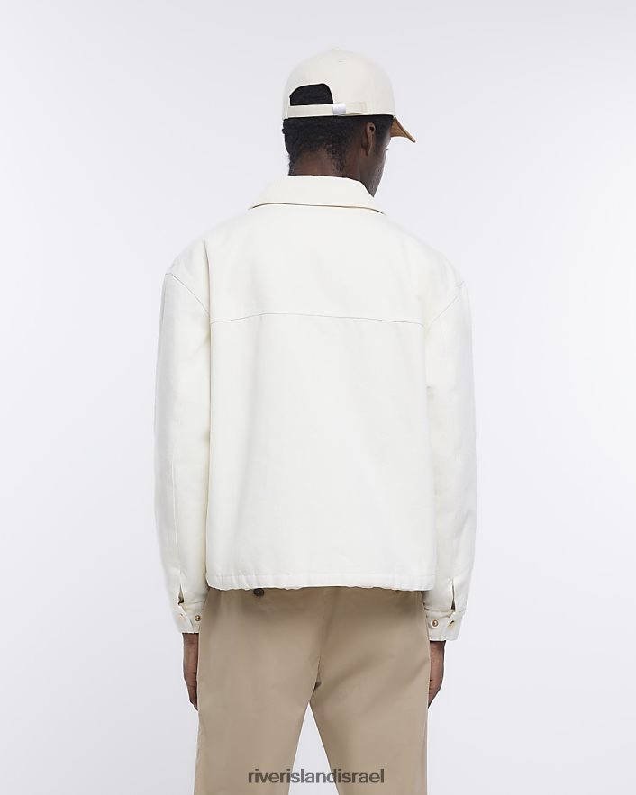 לבוש River Island ז'קט קנבס בכושר רגיל אקרו גברים BDZ4085810