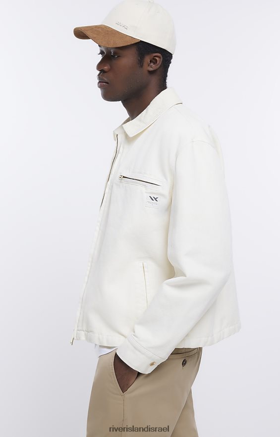 לבוש River Island ז'קט קנבס בכושר רגיל אקרו גברים BDZ4085810