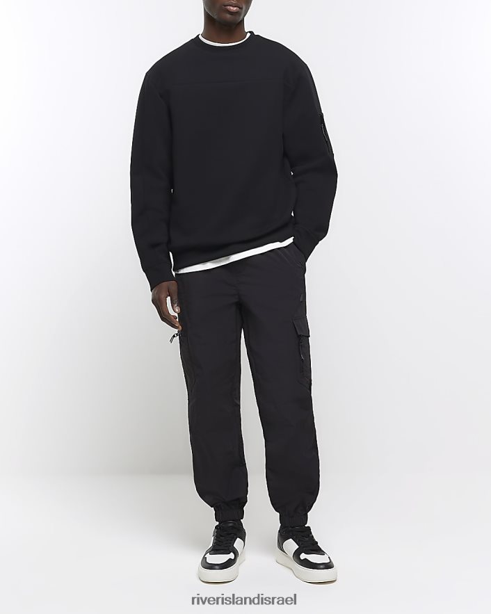 לבוש River Island סווטשירט שימושי ניאופרן בכושר רגיל שָׁחוֹר גברים BDZ4085825