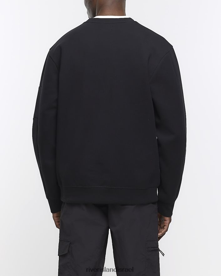 לבוש River Island סווטשירט שימושי ניאופרן בכושר רגיל שָׁחוֹר גברים BDZ4085825