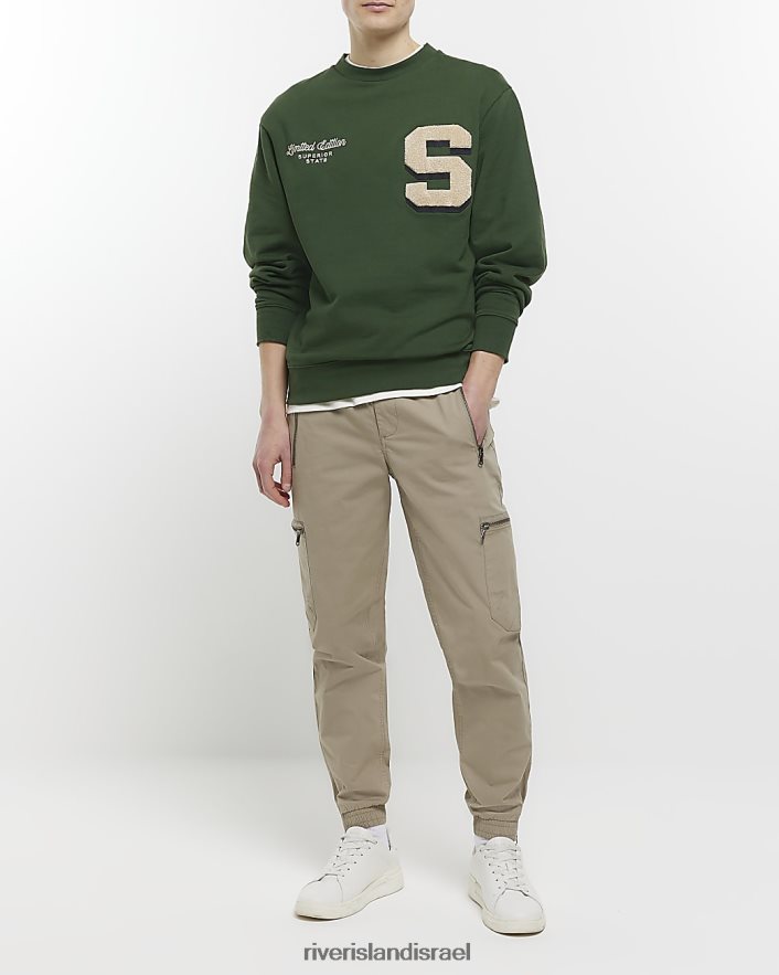 לבוש River Island סווטשירט בכושר רגיל ירוק גברים BDZ4085833