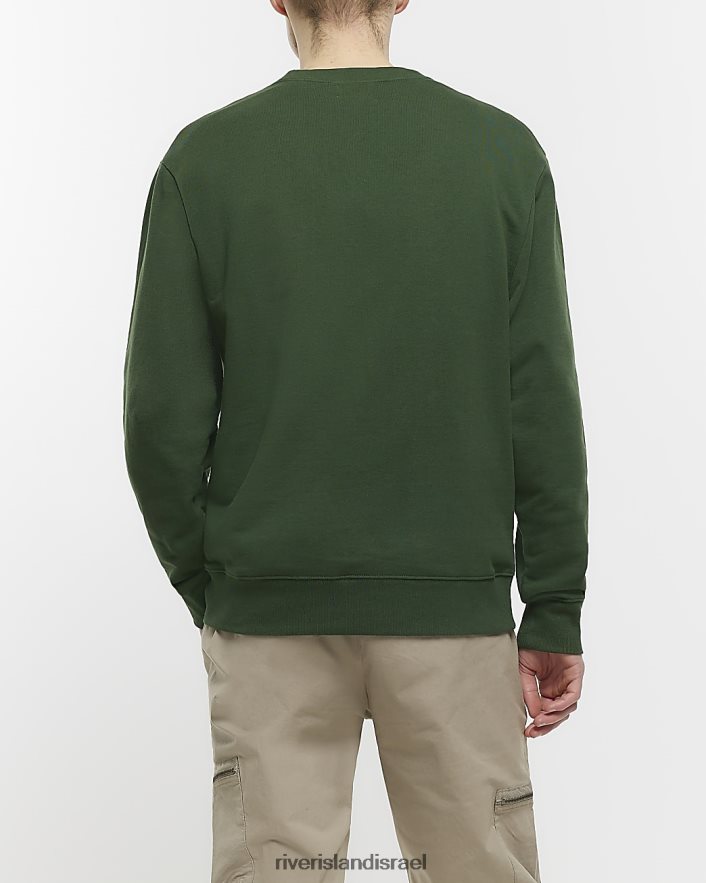 לבוש River Island סווטשירט בכושר רגיל ירוק גברים BDZ4085833