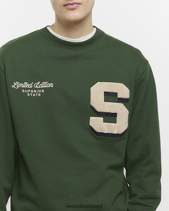 לבוש River Island סווטשירט בכושר רגיל ירוק גברים BDZ4085833