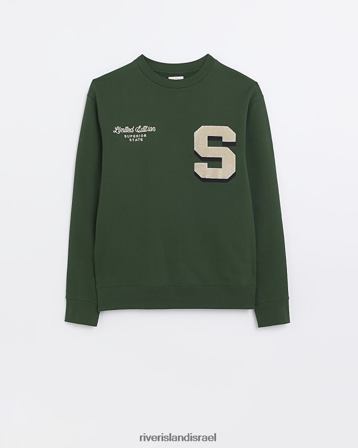לבוש River Island סווטשירט בכושר רגיל ירוק גברים BDZ4085833