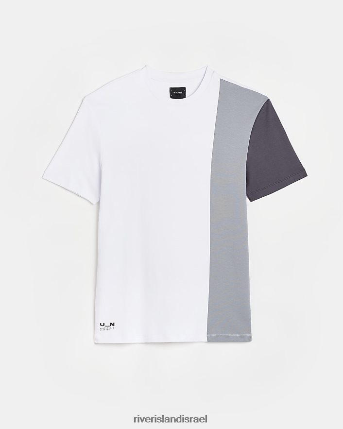 לבוש River Island חולצת טריקו בלוק צבעוני בגזרה דקיקה אפור גברים BDZ4085849