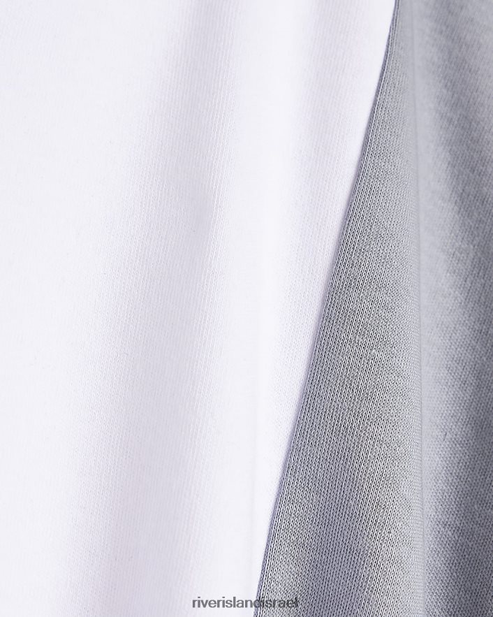 לבוש River Island חולצת טריקו בלוק צבעוני בגזרה דקיקה אפור גברים BDZ4085849