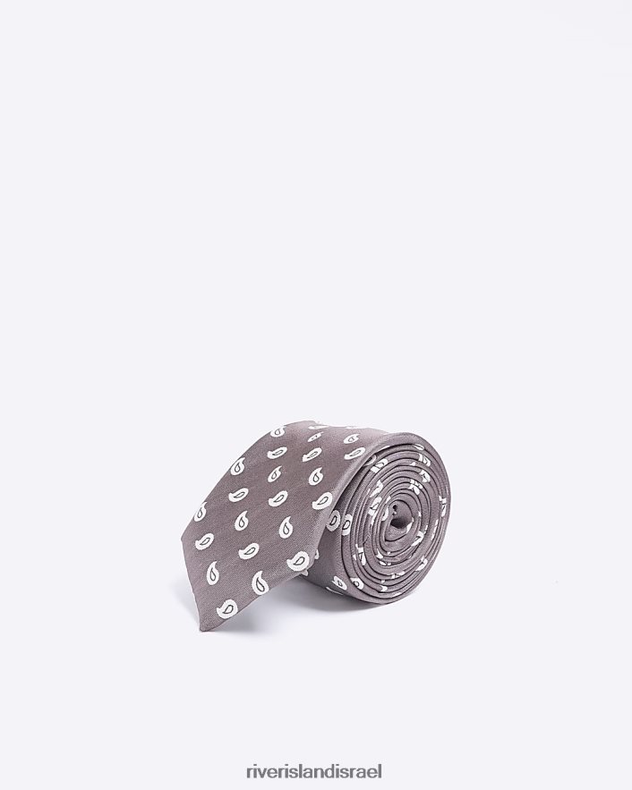 אביזרים River Island עניבה בהדפס פייזלי חום גברים BDZ4085850
