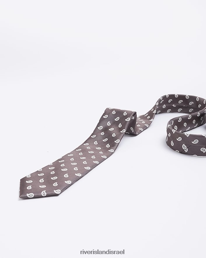 אביזרים River Island עניבה בהדפס פייזלי חום גברים BDZ4085850