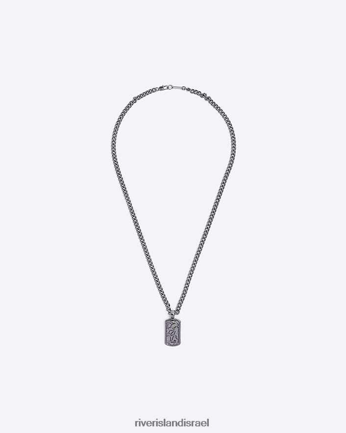 אביזרים River Island שרשרת תג צבע כסף גברים BDZ4085858