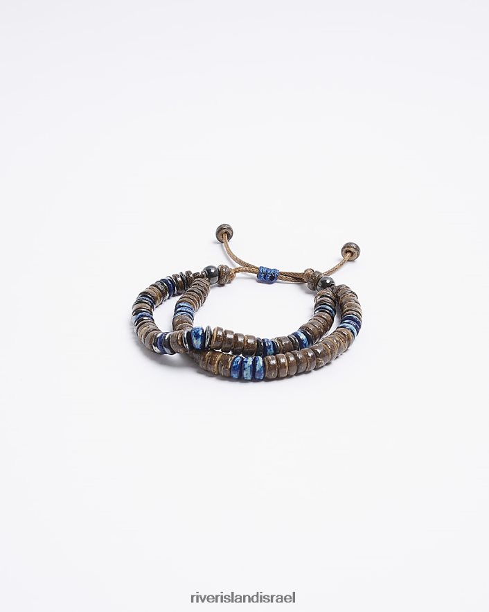 אביזרים River Island צמיד חרוזים מרובי שורות חום גברים BDZ4085859