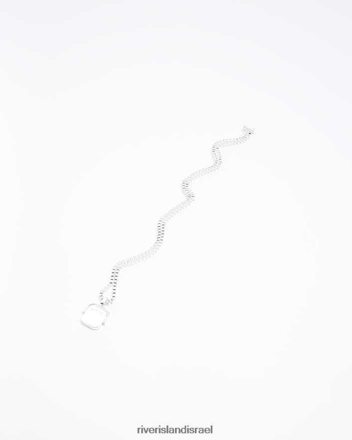 אביזרים River Island שרשרת מרובעת בצבע כסף גברים BDZ4085860