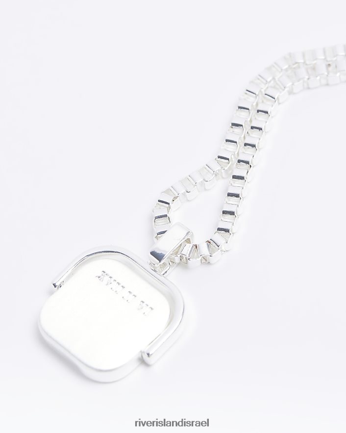 אביזרים River Island שרשרת מרובעת בצבע כסף גברים BDZ4085860