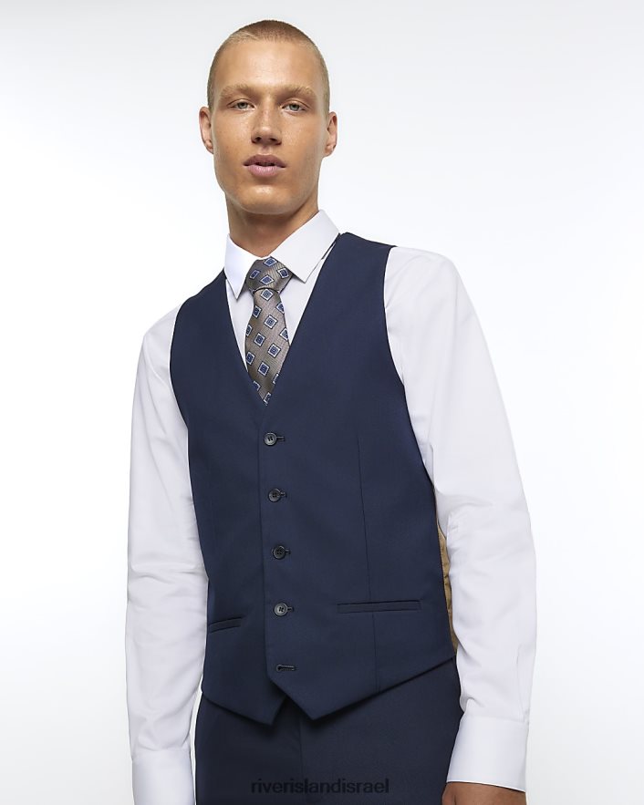 לבוש River Island חליפת אריג בגזרה רזה חיל הים גברים BDZ4085862