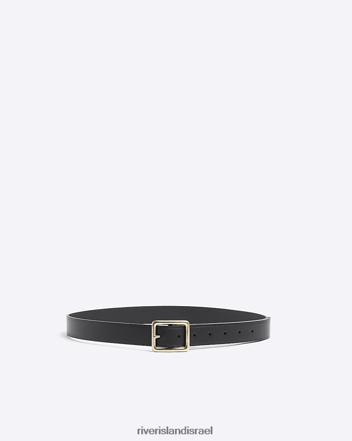 אביזרים River Island חגורת אבזם מרובעת שָׁחוֹר גברים BDZ4085867