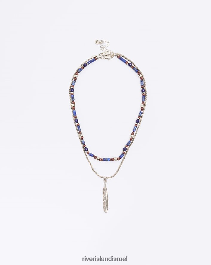 אביזרים River Island שרשרת עלים מרובי שורות כְּחוֹל גברים BDZ4085868
