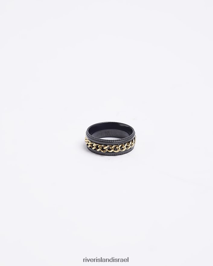אביזרים River Island טבעת פירוט שרשרת שָׁחוֹר גברים BDZ4085869