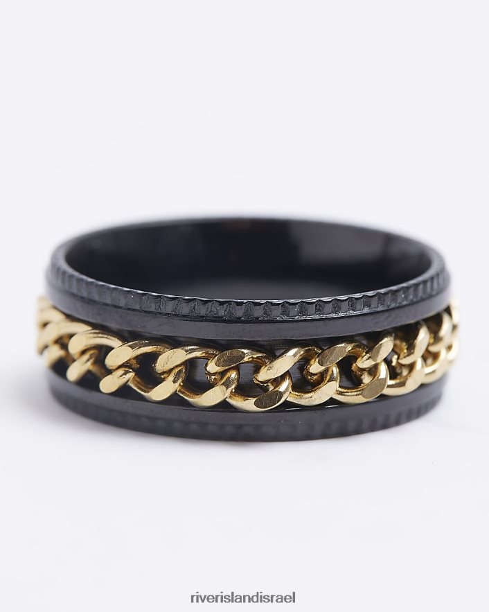 אביזרים River Island טבעת פירוט שרשרת שָׁחוֹר גברים BDZ4085869