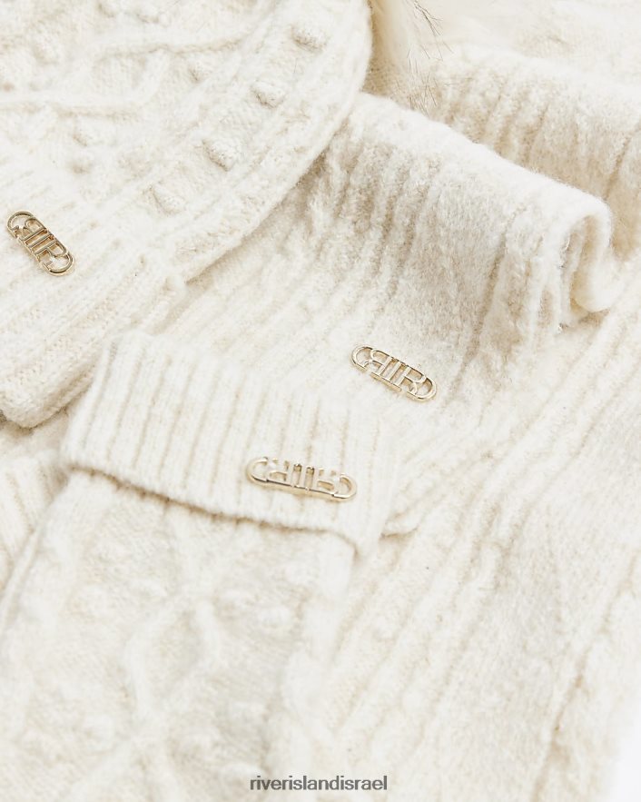 אביזרים River Island סט מתנה לכובע סרוג בכבלים בז' נשים BDZ408586