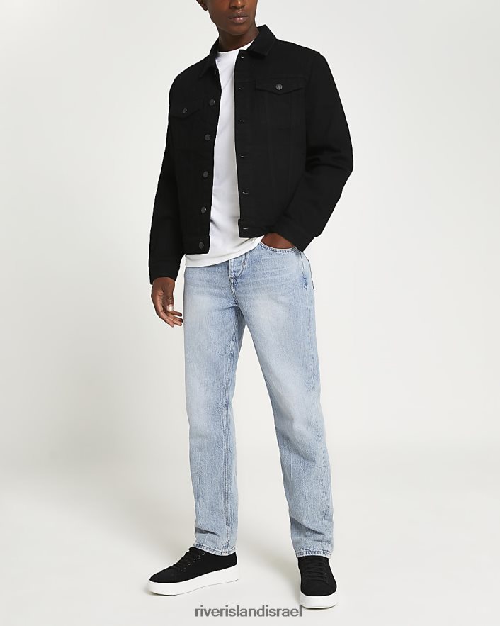 לבוש River Island ז'קט ג'ינס קלאסי בהתאמה רגילה שָׁחוֹר גברים BDZ4085872