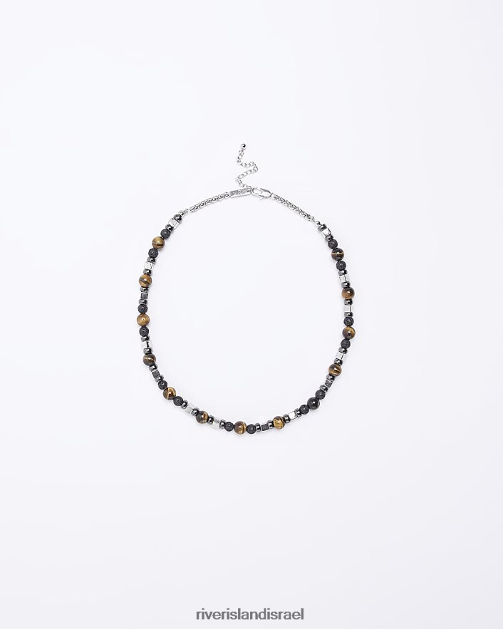אביזרים River Island שרשרת חרוזים חום גברים BDZ4085883