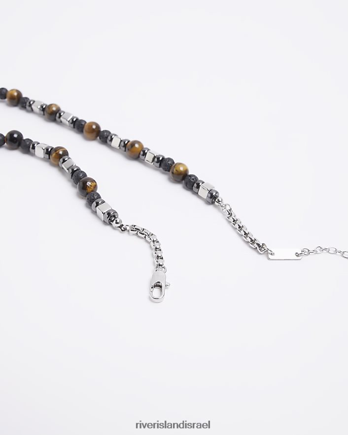 אביזרים River Island שרשרת חרוזים חום גברים BDZ4085883