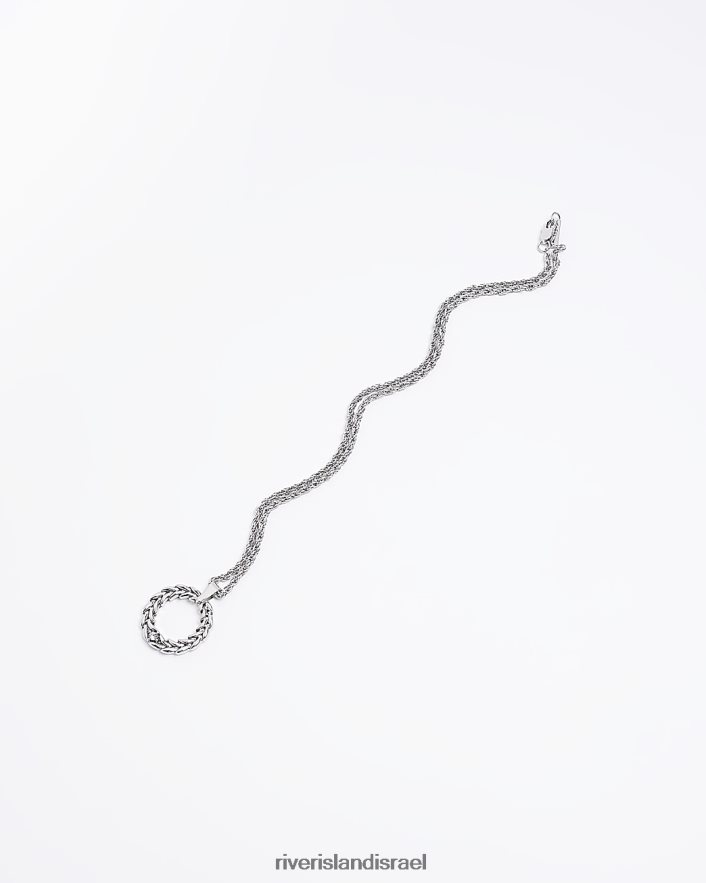 אביזרים River Island שרשרת טבעת מעוותת בצבע כסף גברים BDZ4085885