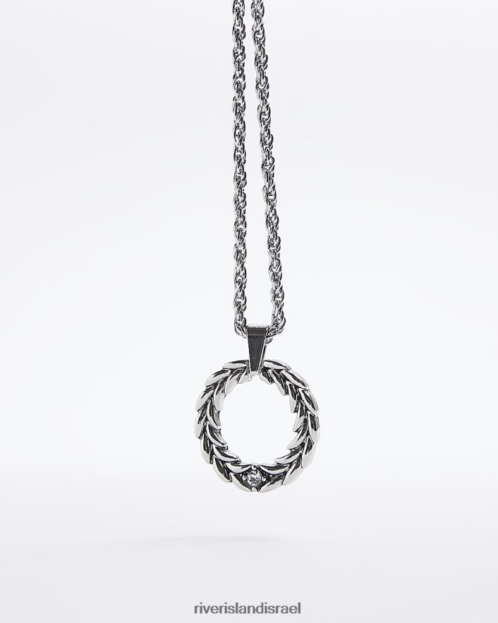 אביזרים River Island שרשרת טבעת מעוותת בצבע כסף גברים BDZ4085885