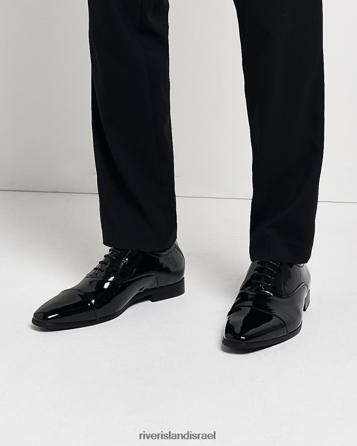 הַנעָלָה River Island פטנט נעלי אוקספורד שָׁחוֹר גברים BDZ4085886
