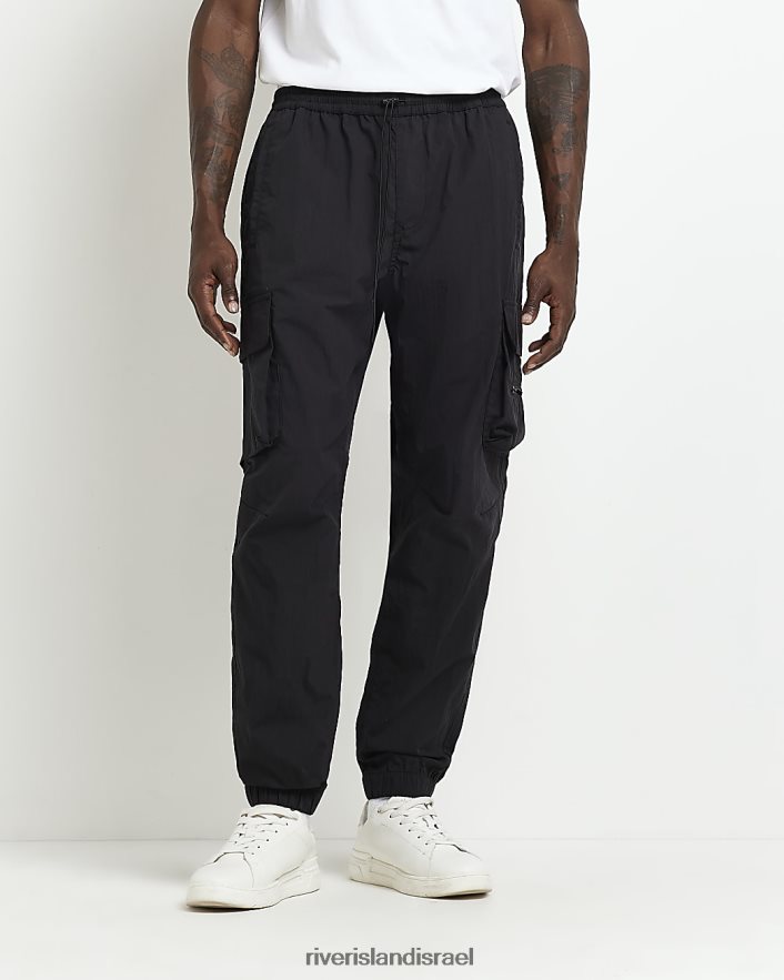 לבוש River Island מכנסי מטען בכושר רגיל שָׁחוֹר גברים BDZ4085887