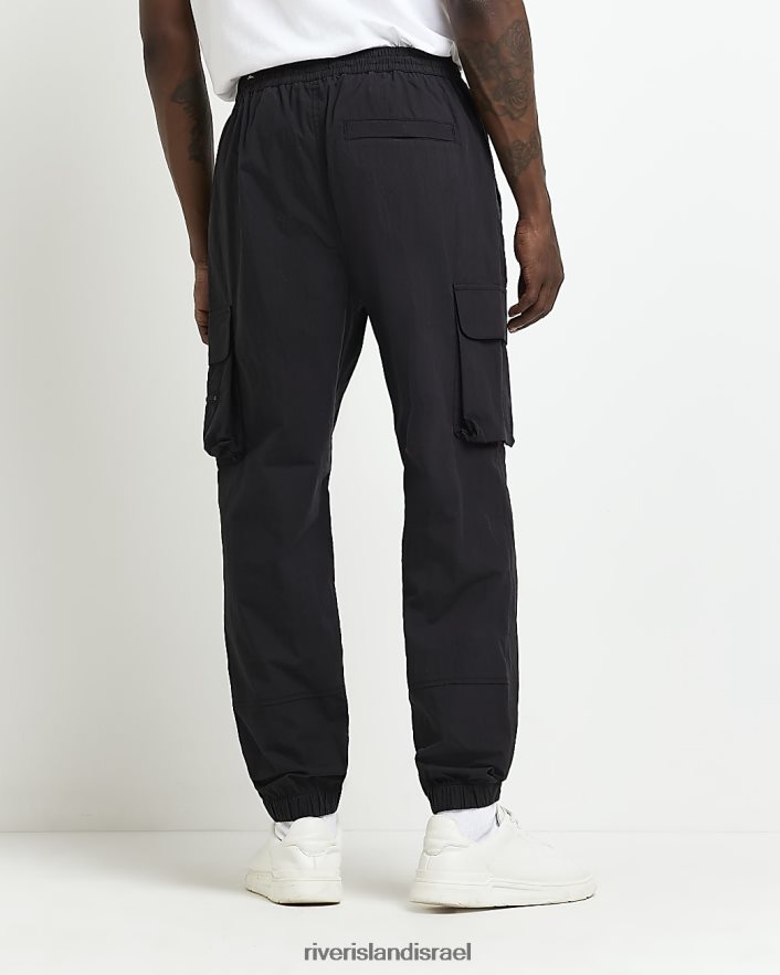 לבוש River Island מכנסי מטען בכושר רגיל שָׁחוֹר גברים BDZ4085887