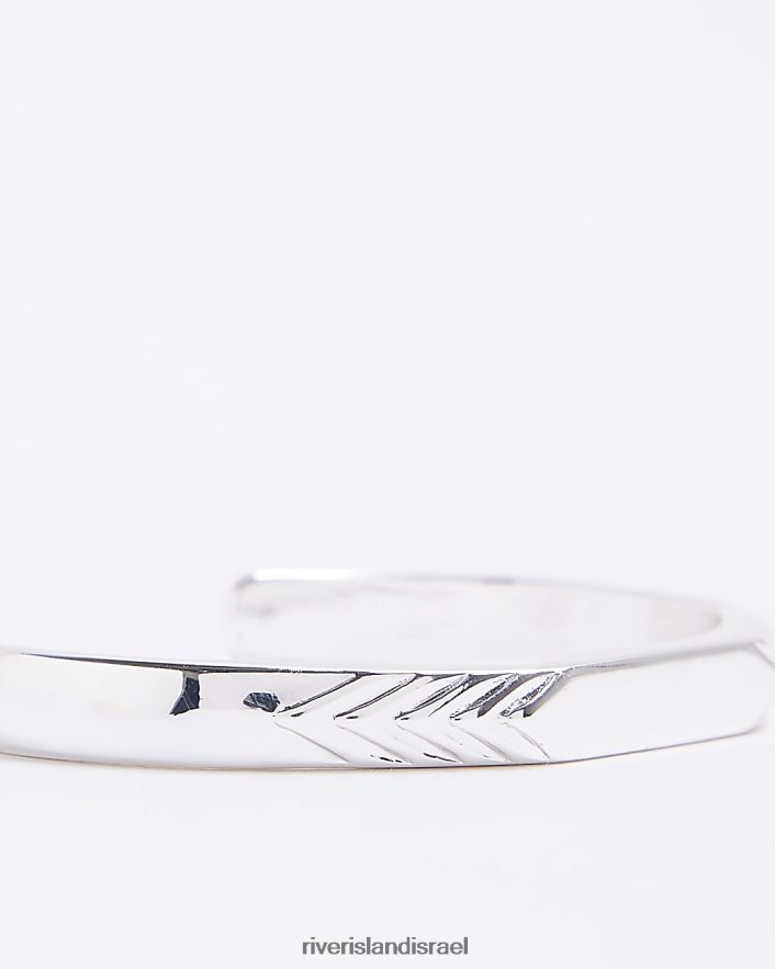 אביזרים River Island צמיד חפת עם חריטה בצבע כסף גברים BDZ4085894