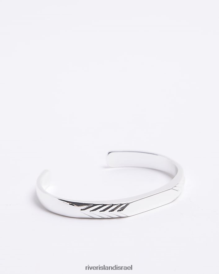 אביזרים River Island צמיד חפת עם חריטה בצבע כסף גברים BDZ4085894